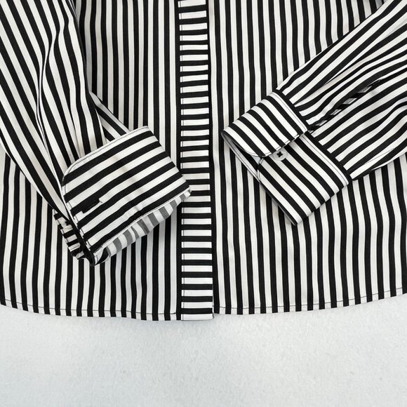 SOLD NWT CHICOS Size 0P Petite Small No-Iron Long Sleeve White Striped Shirt - Picture 8 of 16